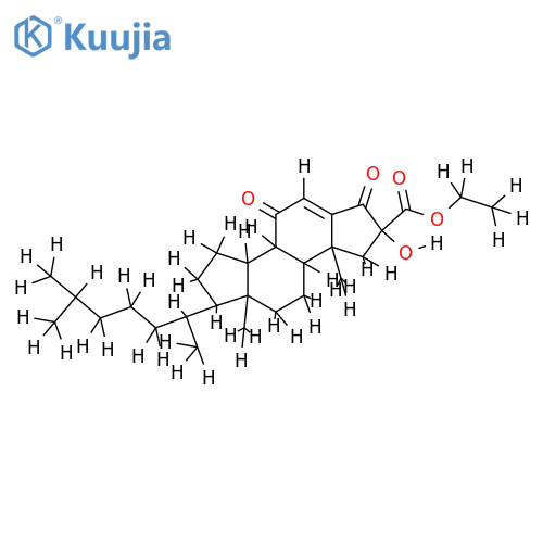 2beta-hydroxy-4,7-diketo-A-norcholest-5-en-2-oic acid ethyl ester structure