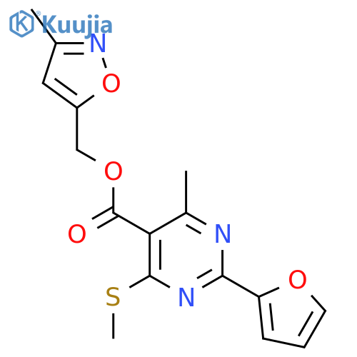 (3-Methyl-1,2-oxazol-5-yl)methyl 2-(furan-2-yl)-4-methyl-6-(methylsulfanyl)pyrimidine-5-carboxylate structure