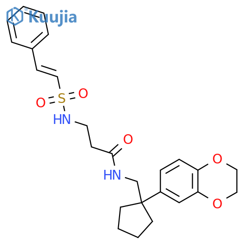 N-{[1-(2,3-dihydro-1,4-benzodioxin-6-yl)cyclopentyl]methyl}-3-(2-phenylethenesulfonamido)propanamide structure