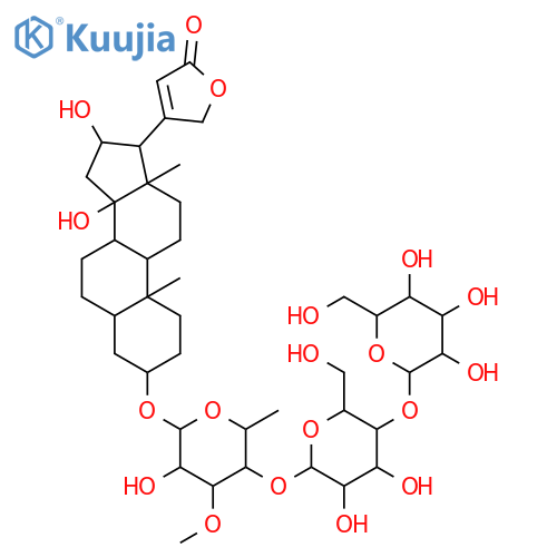 Card-20(22)-enolide,3-[(O-b-D-glucopyranosyl-(1&reg;4)-O-b-D-glucopyranosyl-(1&reg;4)-6-deoxy-3-O-methyl-b-D-galactopyranosyl)oxy]-14,16-dihydroxy-, (3b,5b,16b)- (9CI) structure