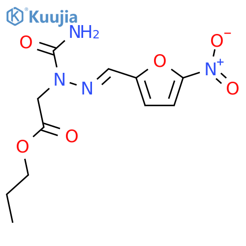 Acetic acid,2-[1-(aminocarbonyl)-2-[(5-nitro-2-furanyl)methylene]hydrazinyl]-, propyl ester structure