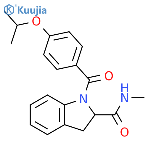 N-methyl-1-[4-(propan-2-yloxy)benzoyl]-2,3-dihydro-1H-indole-2-carboxamide structure