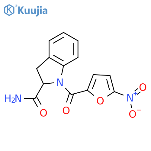 1-(5-nitrofuran-2-carbonyl)-2,3-dihydro-1H-indole-2-carboxamide structure