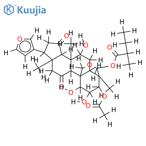 (1S,2R,3R,4R,7R,8S,10S,13S,17R)-3-(acetyloxy)-17-(furan-3-yl)hexadecahydro-1,2,7-trihydroxy-4,8,13-trimethyl-11,15-dioxo-4,10-(methanooxymethano)cyclopenta[a]phenanthren-20-yl 2-methylbutanoate structure