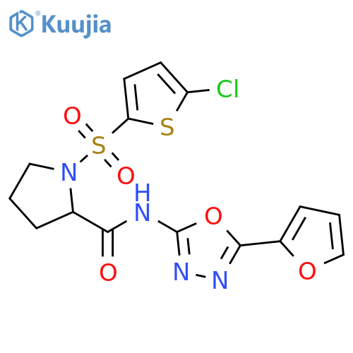 2-Pyrrolidinecarboxamide, 1-[(5-chloro-2-thienyl)sulfonyl]-N-[5-(2-furanyl)-1,3,4-oxadiazol-2-yl]- structure