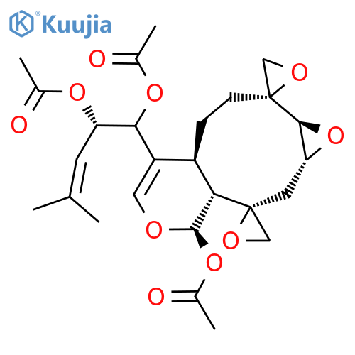 3-Pentene-1,2-diol, 1-[(1'aR,2S,2''R,3'aR,4'R,7'aS,10'aS)-4'-(acetyloxy)-1'a,3'a,7'a,8',9',10'a-hexahydrodispiro[oxirane-2,3'(2'H)-oxireno[6,7]cyclonona[1,2-c]pyran-10'(4'H),2''-oxiran]-7'-yl]-4-methyl-, 1,2-diacetate, (1R,2S)-rel-(+)- structure