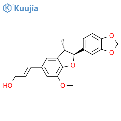 2-Propen-1-ol, 3-[(2S,3S)-2-(1,3-benzodioxol-5-yl)-2,3-dihydro-7-methoxy-3-methyl-5-benzofuranyl]-, (2E)- structure