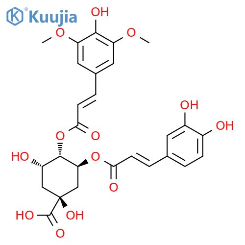 Cyclohexanecarboxylicacid,3-[[3-(3,4-dihydroxyphenyl)-1-oxo-2-propenyl]oxy]-1,5-dihydroxy-4-[[3-(4-hydroxy-3,5-dimethoxyphenyl)-1-oxo-2-propenyl]oxy]-,[1S-[1a,3b(E),4a(E),5a]]- (9CI) structure