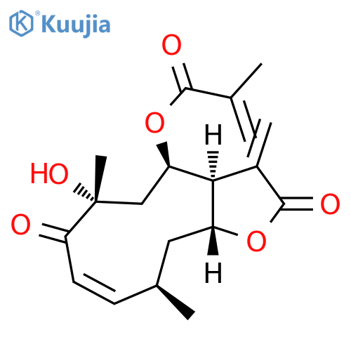 2-Propenoic acid, 2-methyl-, (3aS,4R,6R,8Z,10R,11aR)-2,3,3a,4,5,6,7,10,11,11a-decahydro-6-hydroxy-6,10-dimethyl-3-methylene-2,7-dioxocyclodeca[b]furan-4-yl ester structure