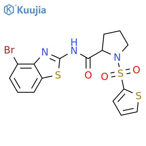 N-(4-bromo-1,3-benzothiazol-2-yl)-1-(thiophene-2-sulfonyl)pyrrolidine-2-carboxamide structure