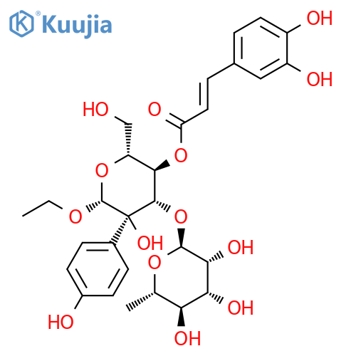 b-D-Glucopyranoside,2-(4-hydroxyphenyl)ethyl 3-O-(6-deoxy-a-L-mannopyranosyl)-,4-[(2E)-3-(3,4-dihydroxyphenyl)-2-propenoate] structure