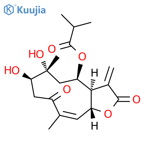 Propanoic acid,2-methyl-,(3aR,4R,6R,7R,10Z,11aR)-2,3,3a,4,5,6,7,8,9,11a-decahydro-6,7-dihydroxy-6,10-dimethyl-3-methylene-2,9-dioxocyclodeca[b]furan-4-ylester structure