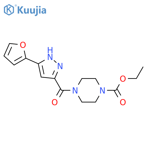 ethyl 4-[5-(furan-2-yl)-1H-pyrazole-3-carbonyl]piperazine-1-carboxylate structure