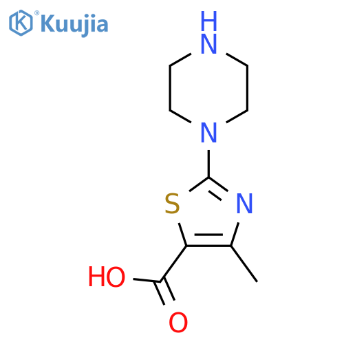5-Thiazolecarboxylic acid, 4-methyl-2-(1-piperazinyl)- structure
