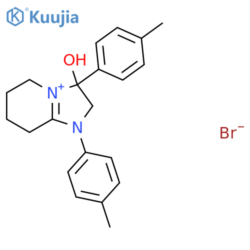 3-hydroxy-1,3-bis(4-methylphenyl)-2H,3H,5H,6H,7H,8H-1-imidazo[1,2-a]pyridin-1-ylium bromide structure