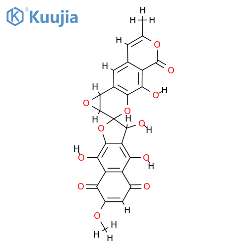 Spiro[naphtho[2,3-b]furan-2(3H),2'(5'H)-oxireno[d]benzo[1,2-b:5,4-c']dipyran]-5,5',8-trione,1'a,9'b-dihydro-3,4,4',9-tetrahydroxy-7-methoxy-7'-methyl- structure