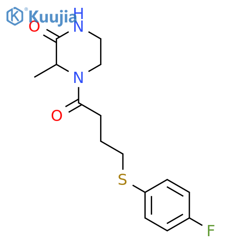 4-{4-(4-fluorophenyl)sulfanylbutanoyl}-3-methylpiperazin-2-one structure