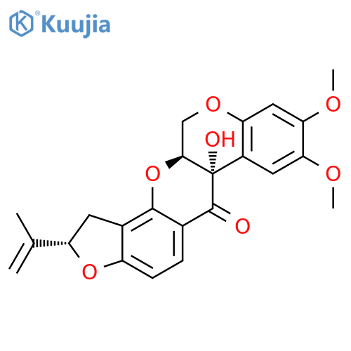 [1]Benzopyrano[3,4-b]furo[2,3-h][1]benzopyran-6(6aH)-one,1,2,12,12a-tetrahydro-6a-hydroxy-8,9-dimethoxy-2-(1-methylethenyl)-, [2S-(2a,6aa,12aa)]- (9CI) structure