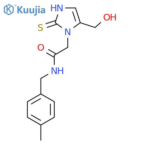 2-[5-(hydroxymethyl)-2-sulfanyl-1H-imidazol-1-yl]-N-[(4-methylphenyl)methyl]acetamide structure