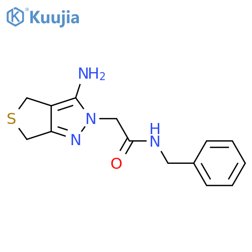 2-{3-amino-2H,4H,6H-thieno[3,4-c]pyrazol-2-yl}-N-benzylacetamide structure