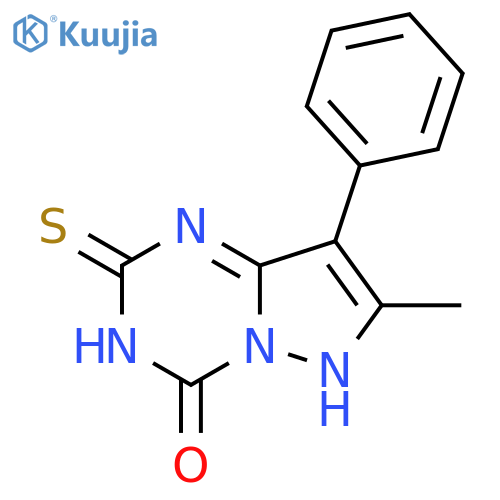 7-methyl-8-phenyl-2-sulfanylidene-1H,2H,3H,4H-pyrazolo1,5-a1,3,5triazin-4-one structure
