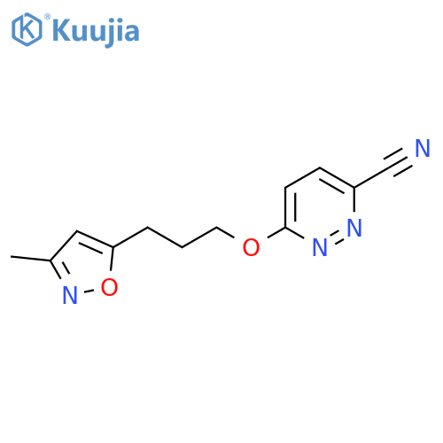 6-[3-(3-methyl-1,2-oxazol-5-yl)propoxy]pyridazine-3-carbonitrile structure