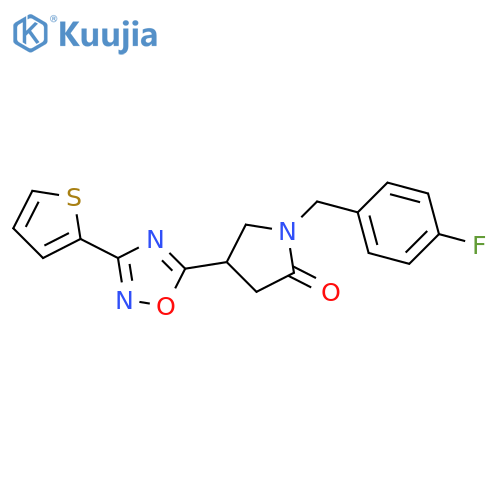 1-[(4-fluorophenyl)methyl]-4-[3-(thiophen-2-yl)-1,2,4-oxadiazol-5-yl]pyrrolidin-2-one structure