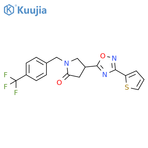 4-[3-(2-thienyl)-1,2,4-oxadiazol-5-yl]-1-[4-(trifluoromethyl)benzyl]pyrrolidin-2-one structure
