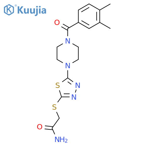 2-({5-[4-(3,4-dimethylbenzoyl)piperazin-1-yl]-1,3,4-thiadiazol-2-yl}sulfanyl)acetamide structure