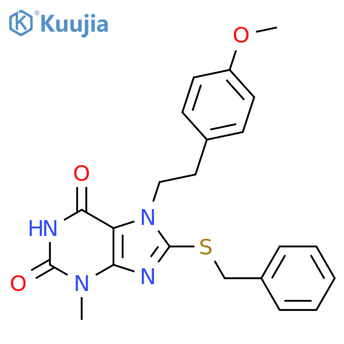 8-(benzylsulfanyl)-7-2-(4-methoxyphenyl)ethyl-3-methyl-2,3,6,7-tetrahydro-1H-purine-2,6-dione structure