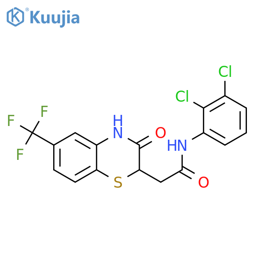 N-(2,3-dichlorophenyl)-2-[3-oxo-6-(trifluoromethyl)-3,4-dihydro-2H-1,4-benzothiazin-2-yl]acetamide structure