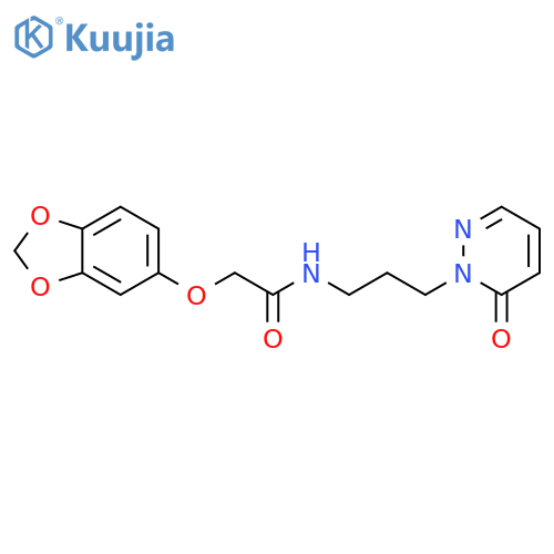2-(2H-1,3-benzodioxol-5-yloxy)-N-[3-(6-oxo-1,6-dihydropyridazin-1-yl)propyl]acetamide structure