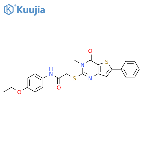 N-(4-ethoxyphenyl)-2-({3-methyl-4-oxo-6-phenyl-3H,4H-thieno[3,2-d]pyrimidin-2-yl}sulfanyl)acetamide structure