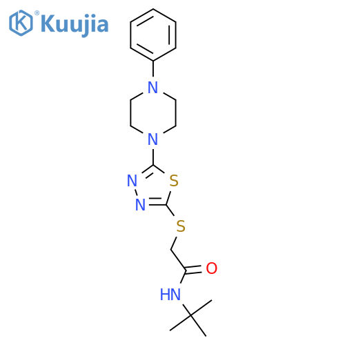 N-tert-butyl-2-{5-(4-phenylpiperazin-1-yl)-1,3,4-thiadiazol-2-ylsulfanyl}acetamide structure