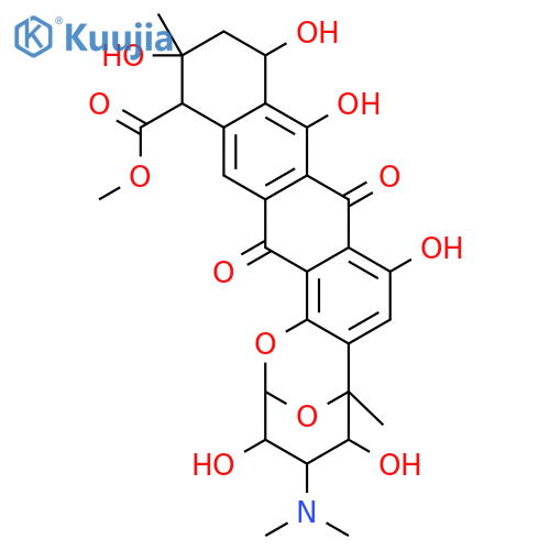 2,6-Epoxy-2H-naphthaceno[1,2-b]oxocin-14-carboxylicacid,4-(dimethylamino)-3,4,5,6,9,11,12,13,14,16-decahydro-3,5,8,10,11,13-hexahydroxy-6,13-dimethyl-9,16-dioxo-,methyl ester, (2R,3S,4R,5R,6R,11S,13S,14R)- structure