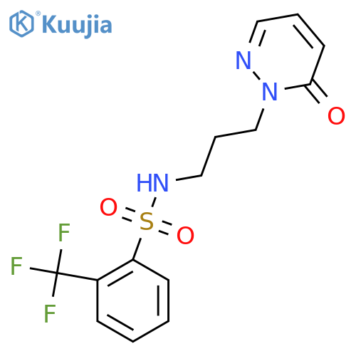 N-[3-(6-oxo-1,6-dihydropyridazin-1-yl)propyl]-2-(trifluoromethyl)benzene-1-sulfonamide structure