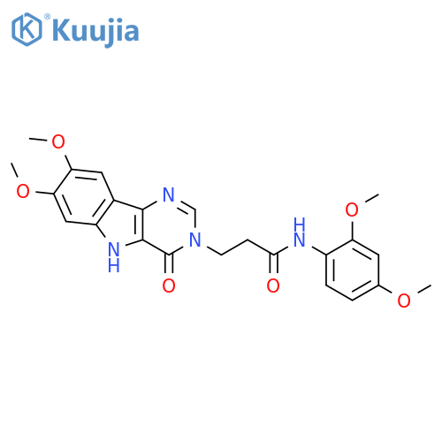 3-{7,8-dimethoxy-4-oxo-3H,4H,5H-pyrimido[5,4-b]indol-3-yl}-N-(2,4-dimethoxyphenyl)propanamide structure
