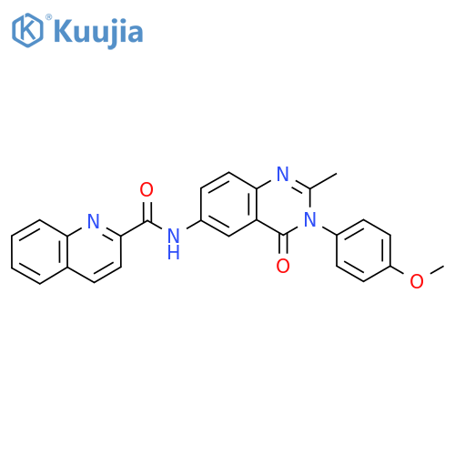 N-3-(4-methoxyphenyl)-2-methyl-4-oxo-3,4-dihydroquinazolin-6-ylquinoline-2-carboxamide structure