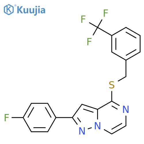 2-(4-fluorophenyl)-4-({[3-(trifluoromethyl)phenyl]methyl}sulfanyl)pyrazolo[1,5-a]pyrazine structure