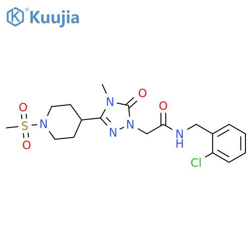 N-[(2-chlorophenyl)methyl]-2-[3-(1-methanesulfonylpiperidin-4-yl)-4-methyl-5-oxo-4,5-dihydro-1H-1,2,4-triazol-1-yl]acetamide structure