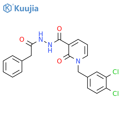 N'-{1-[(3,4-dichlorophenyl)methyl]-2-oxo-1,2-dihydropyridine-3-carbonyl}-2-phenylacetohydrazide structure