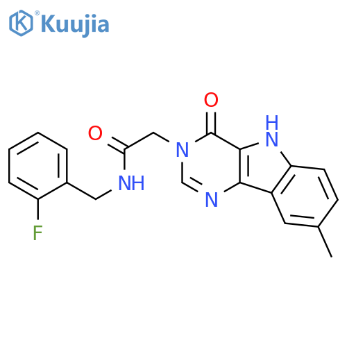 N-[(2-fluorophenyl)methyl]-2-{8-methyl-4-oxo-3H,4H,5H-pyrimido[5,4-b]indol-3-yl}acetamide structure