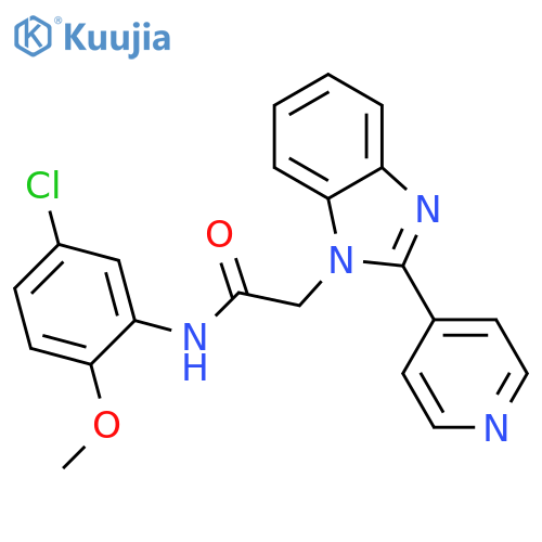 N-(5-chloro-2-methoxyphenyl)-2-2-(pyridin-4-yl)-1H-1,3-benzodiazol-1-ylacetamide structure