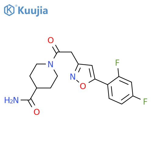 1-{2-[5-(2,4-difluorophenyl)-1,2-oxazol-3-yl]acetyl}piperidine-4-carboxamide structure