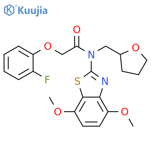 N-(4,7-dimethoxy-1,3-benzothiazol-2-yl)-2-(2-fluorophenoxy)-N-[(oxolan-2-yl)methyl]acetamide structure