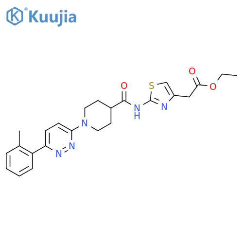 ethyl 2-(2-{1-6-(2-methylphenyl)pyridazin-3-ylpiperidine-4-amido}-1,3-thiazol-4-yl)acetate structure