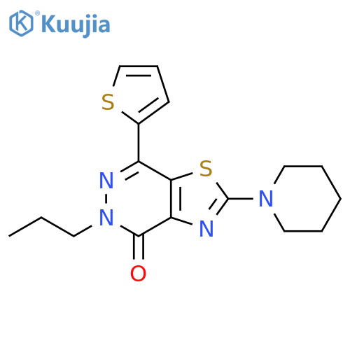 2-(piperidin-1-yl)-5-propyl-7-(thiophen-2-yl)-4H,5H-[1,3]thiazolo[4,5-d]pyridazin-4-one structure