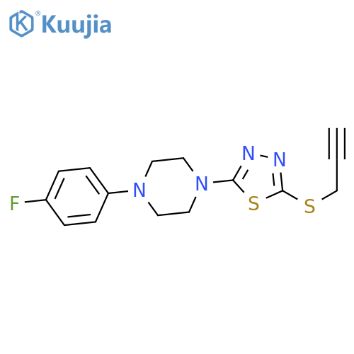1-(4-fluorophenyl)-4-5-(prop-2-yn-1-ylsulfanyl)-1,3,4-thiadiazol-2-ylpiperazine structure