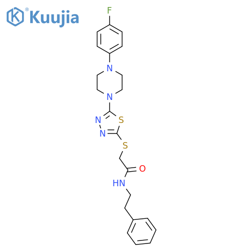 2-({5-4-(4-fluorophenyl)piperazin-1-yl-1,3,4-thiadiazol-2-yl}sulfanyl)-N-(2-phenylethyl)acetamide structure