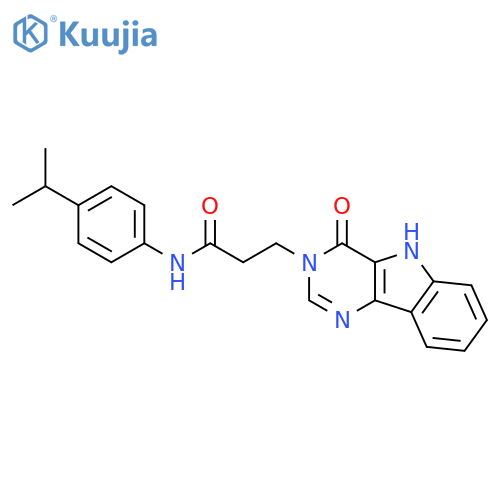 3-{4-oxo-3H,4H,5H-pyrimido[5,4-b]indol-3-yl}-N-[4-(propan-2-yl)phenyl]propanamide structure